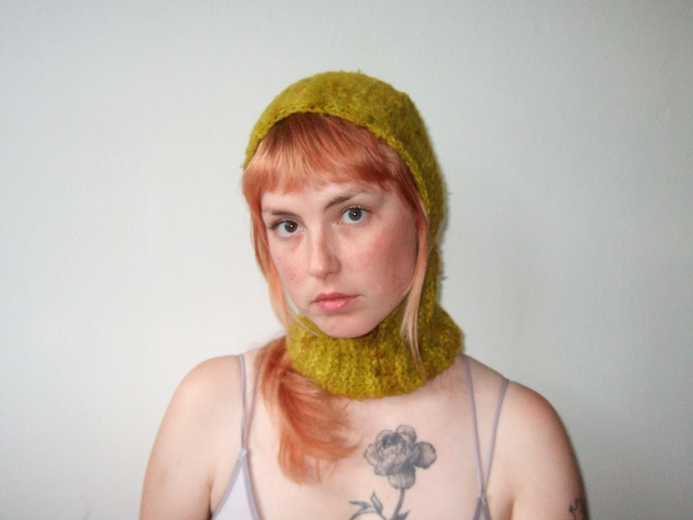 Knit Balaclava - Chartreuse Hood