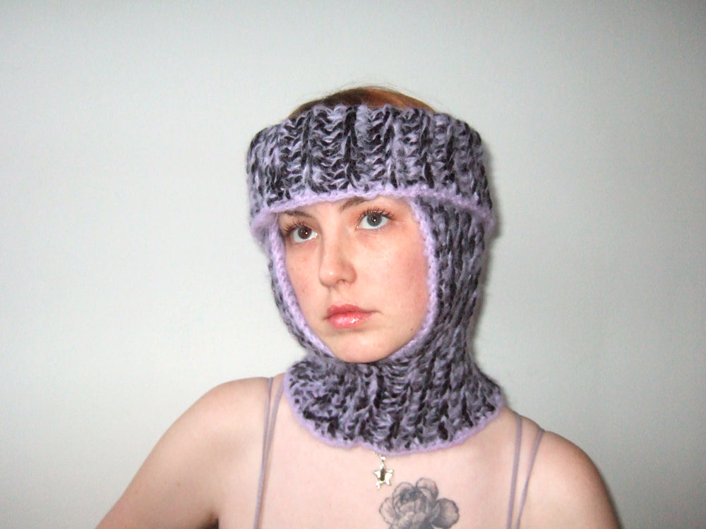 Open Top Balaclava - Black & Purple