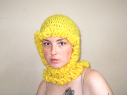 Yellow Loose Ruffles Balaclava