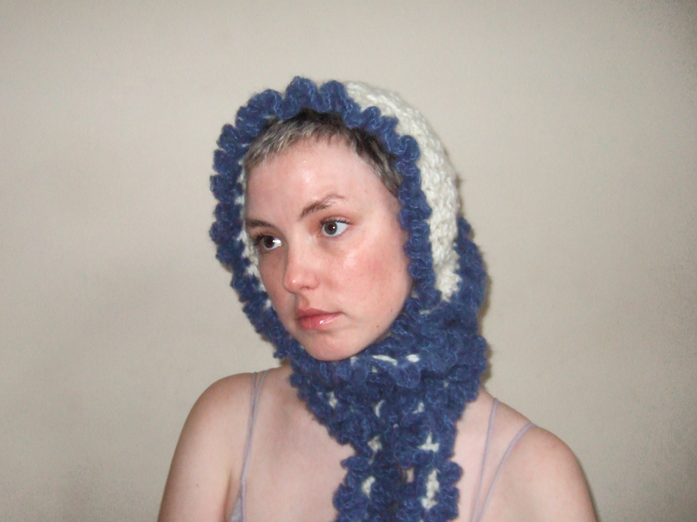 White & Navy Jellyfish Bonnet