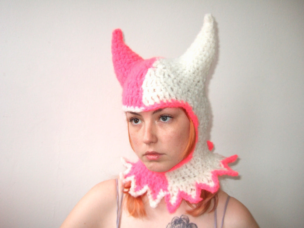 White & Pink Split Dye Horns