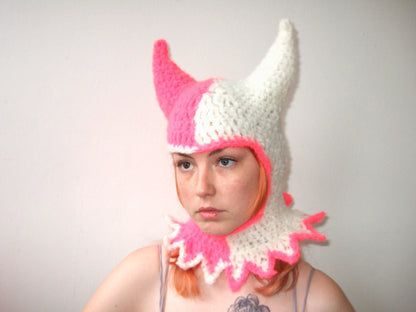 White & Pink Split Dye Horns