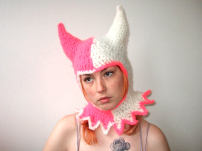 White & Pink Split Dye Horns