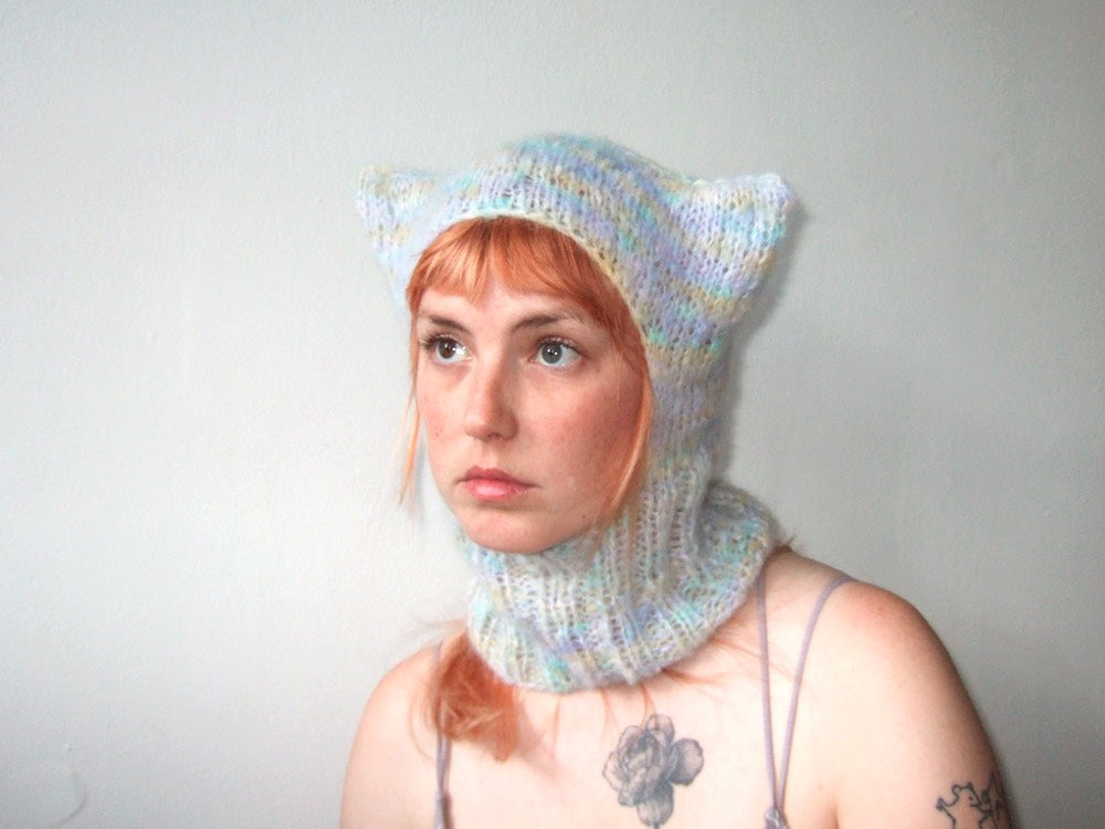 Knit Balaclava - Blue Cat