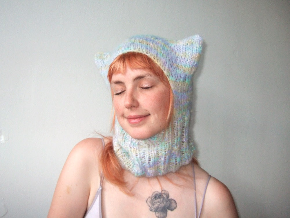 Knit Balaclava - Blue Cat