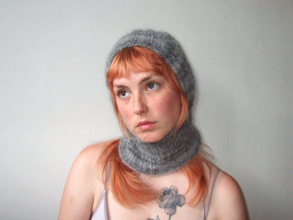 Knit Balaclava - Grey Hood