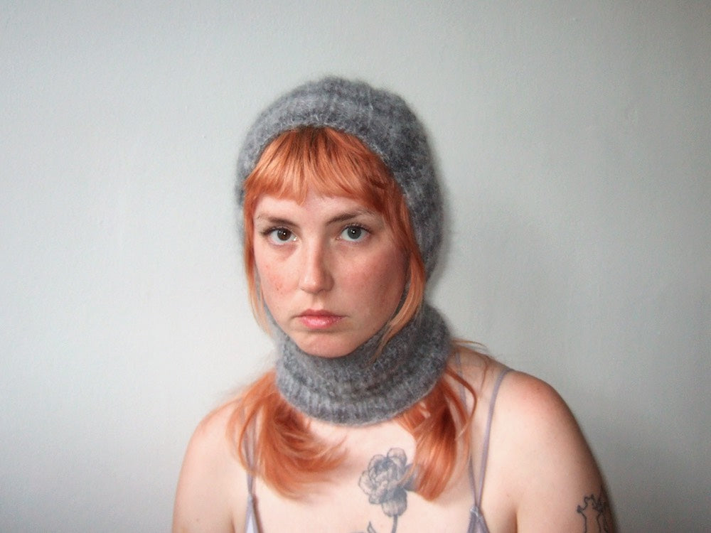 Knit Balaclava - Grey Hood