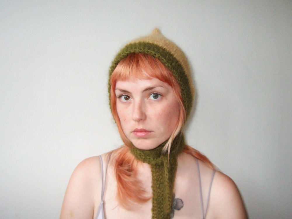 Knit Bonnet - Green & Yellow