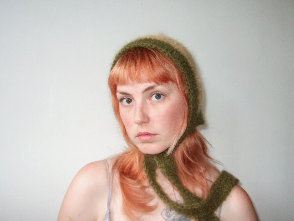 Knit Bonnet - Green & Yellow