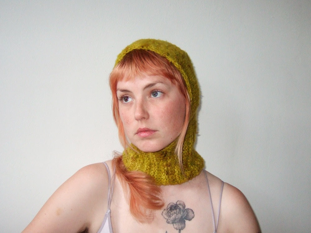 Knit Balaclava - Chartreuse Hood