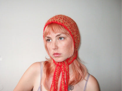 4 Tie Bonnet - Red & Yellow