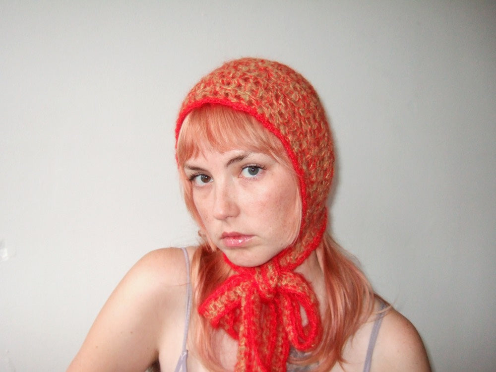 4 Tie Bonnet - Red & Yellow
