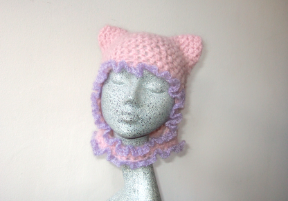 Ruffled Cat Balaclava - Pink