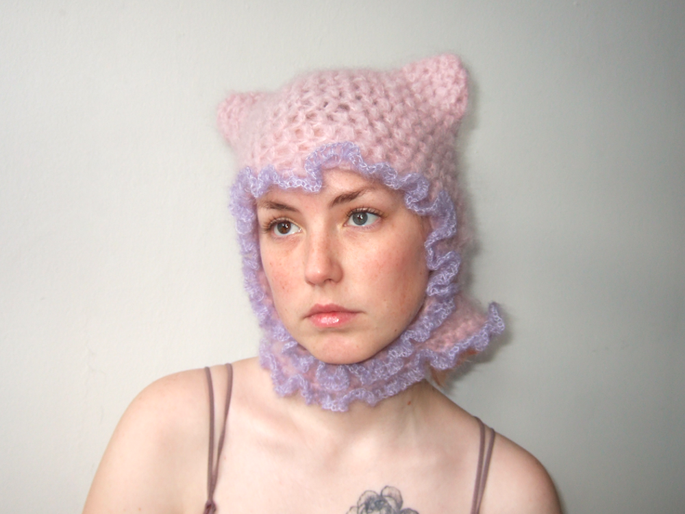 Ruffled Cat Balaclava - Pink