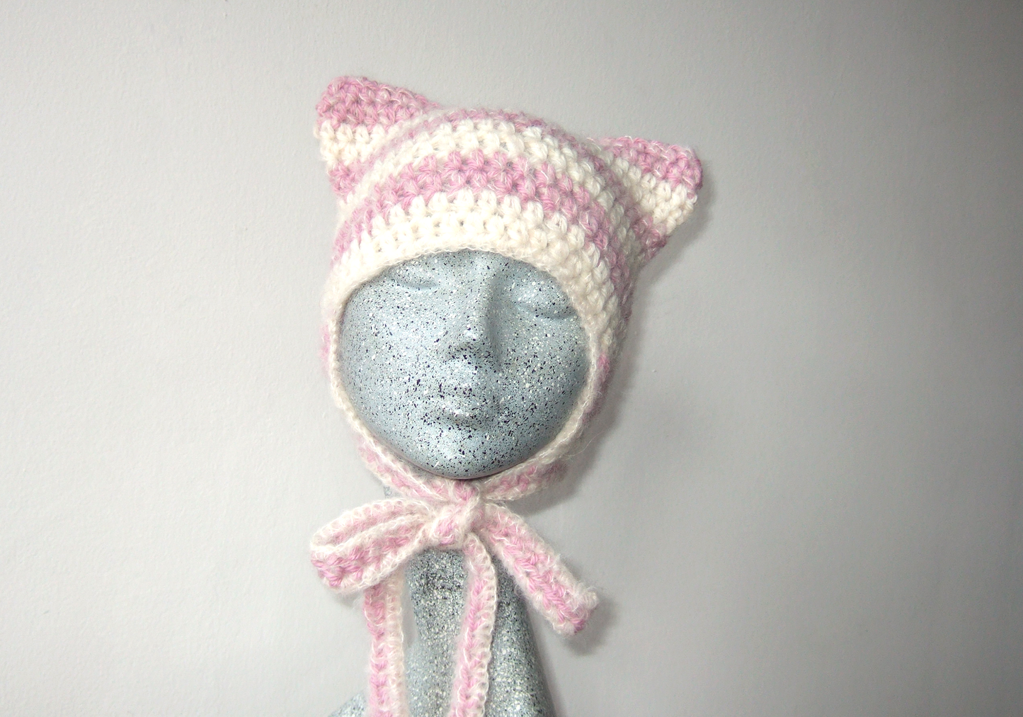 Cat Bonnet - Pink & White