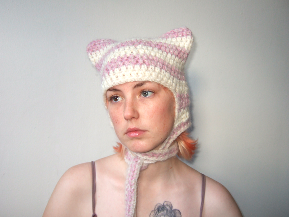 Cat Bonnet - Pink & White