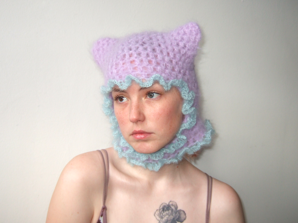 Ruffled Cat Balaclava - Purple