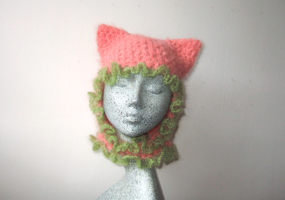 Ruffled Cat Balaclava - Peach