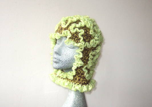 Green Ruffled Balaclava