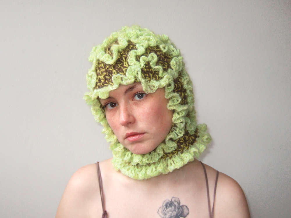 Green Ruffled Balaclava