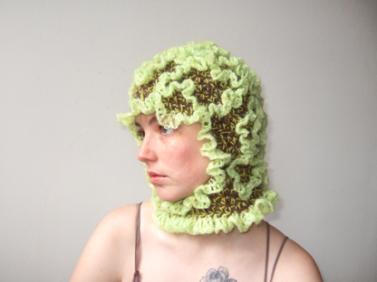 Green Ruffled Balaclava