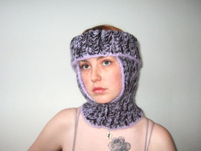 Open Top Balaclava - Black & Purple