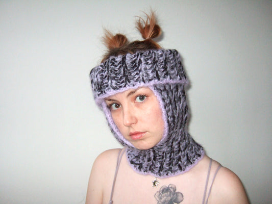 Open Top Balaclava - Black & Purple